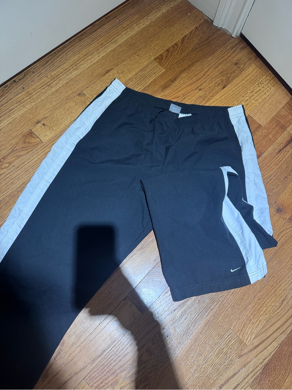 Nike Black Athletic Pants with White Side Stripes XL